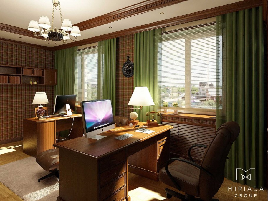 Интерьер рабочего кабинета в квартире