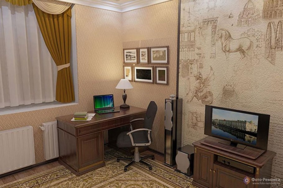 Кабинет в узкой комнате