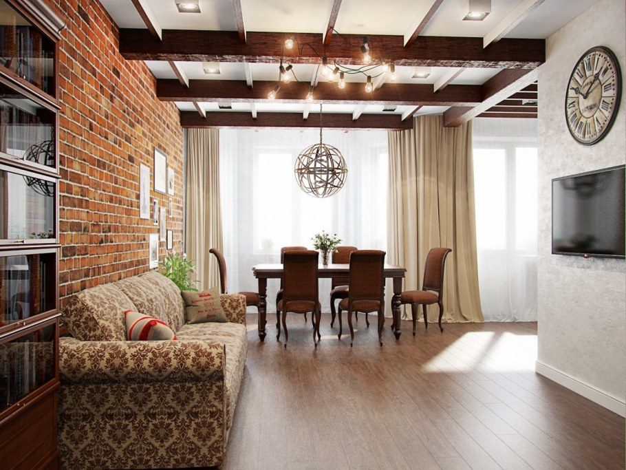 Темный интерьер с картиной