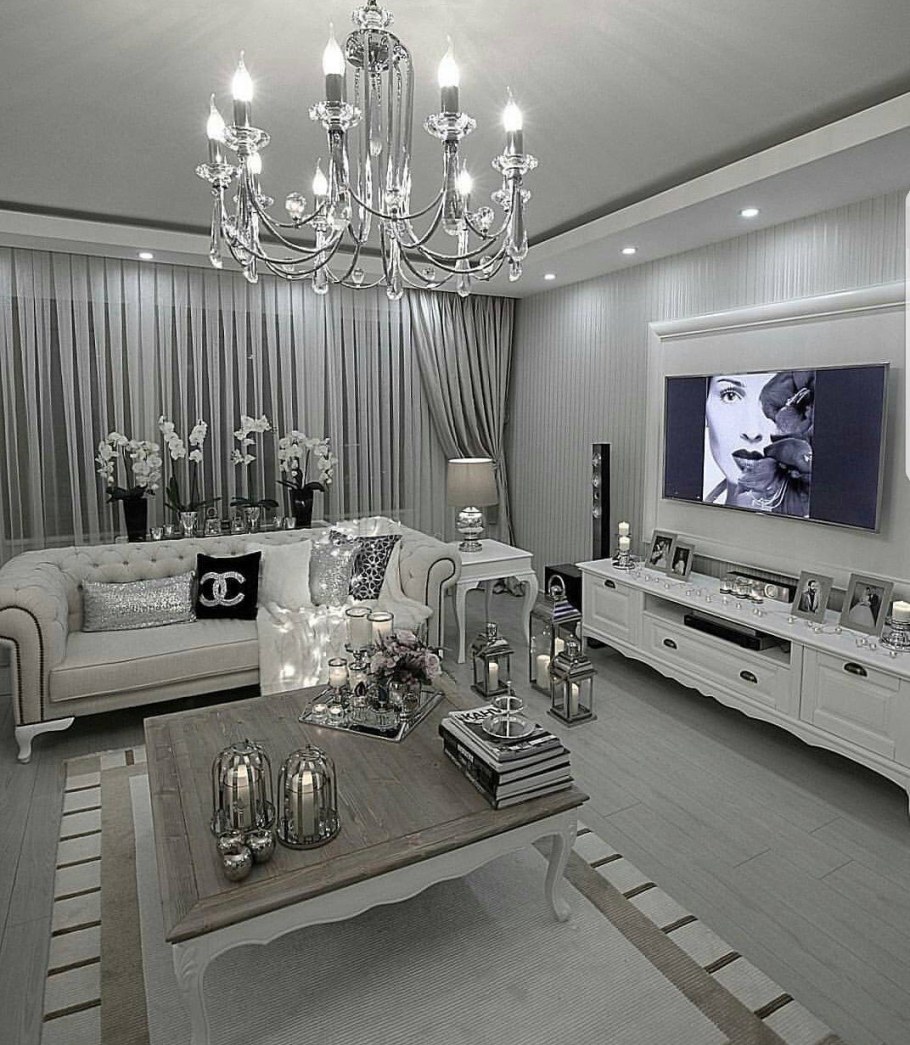 Гостиная в сером цвете