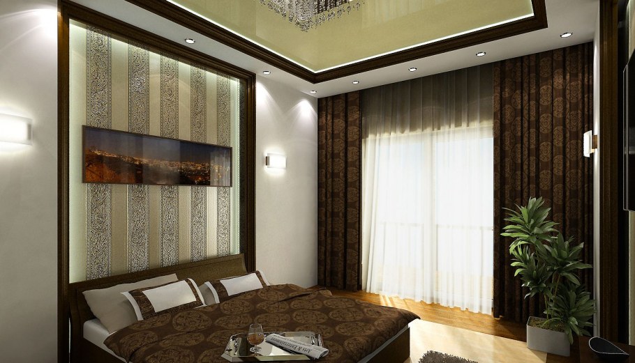 Спальня в бежево серых тонах