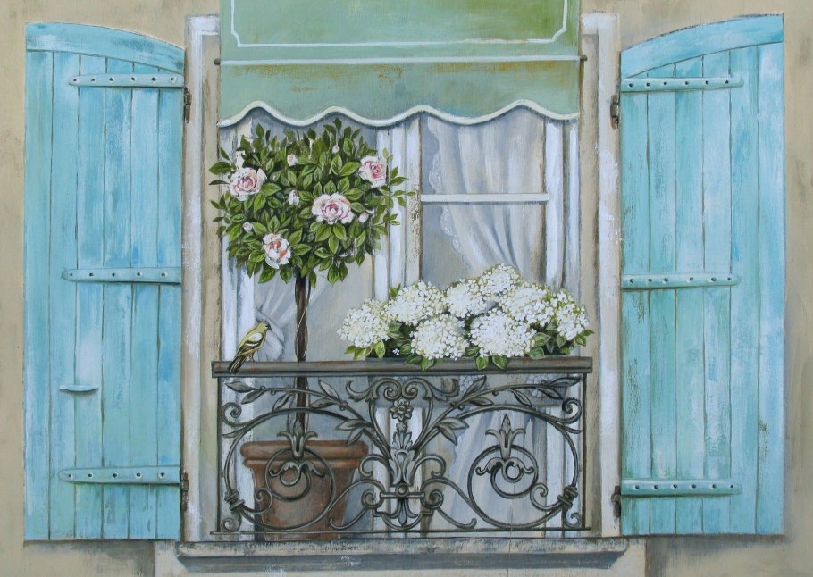 Городской пейзаж на стене