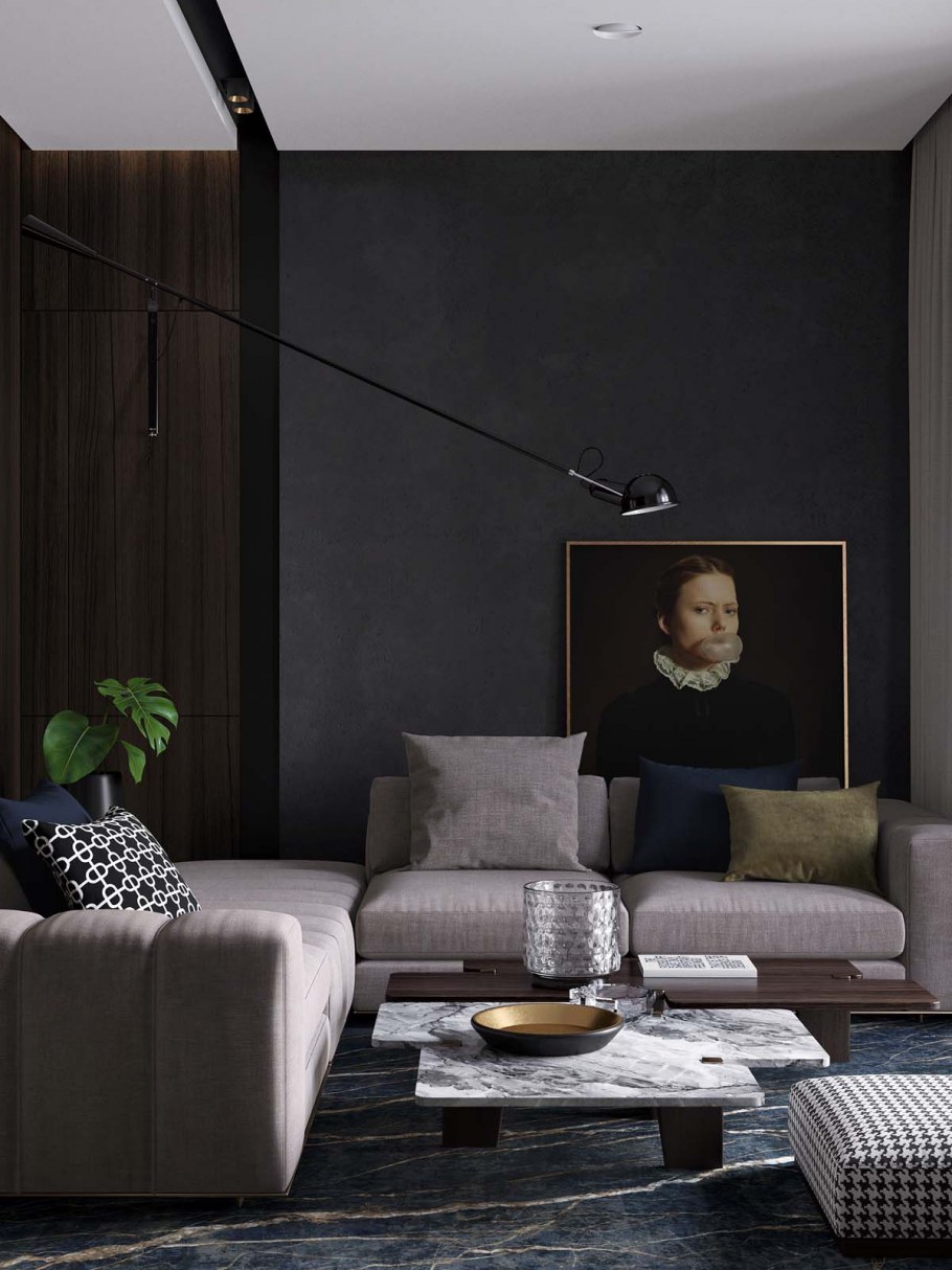 Комната с черными стенами