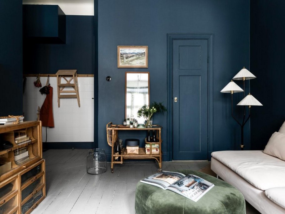 Графитовый цвет стен в интерьере