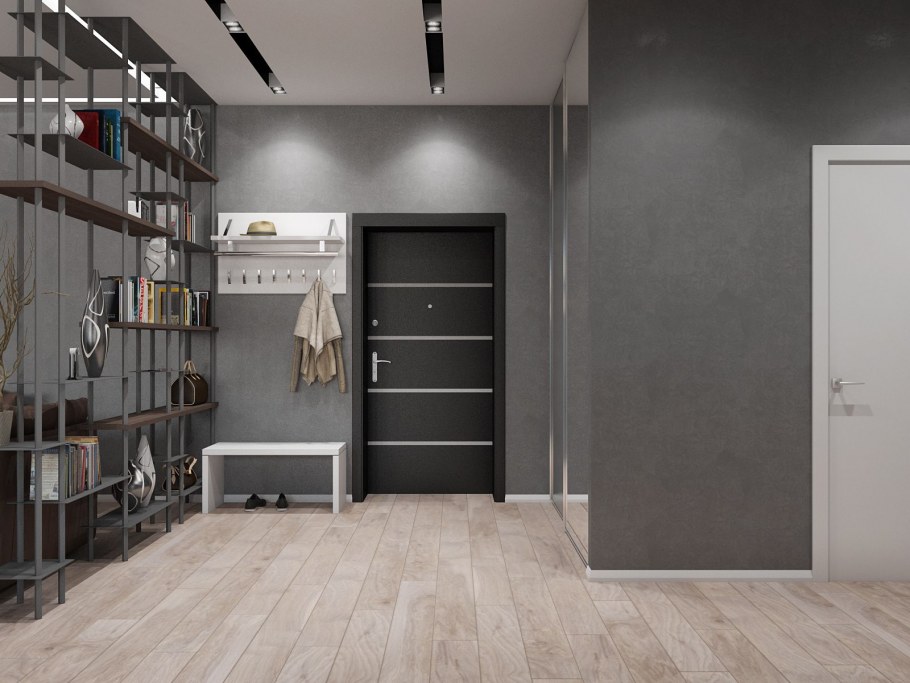 Прихожая с серыми дверями