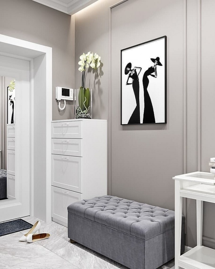 Прихожая с серыми сотами