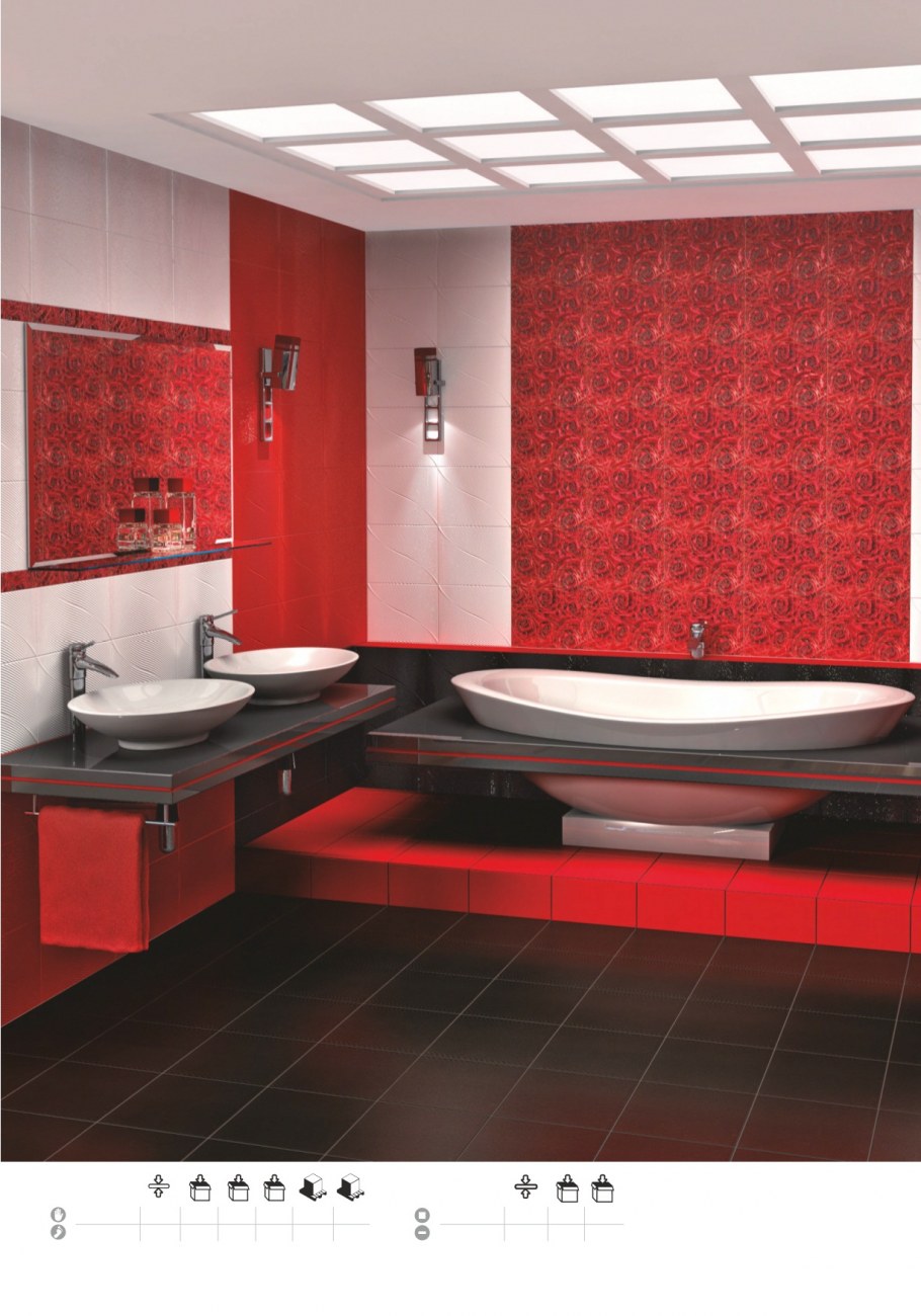 Красно черно белая ванная