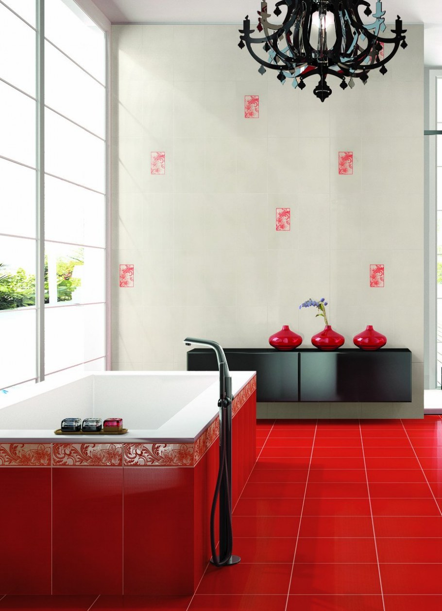 Красная ванная комната в хрущевке