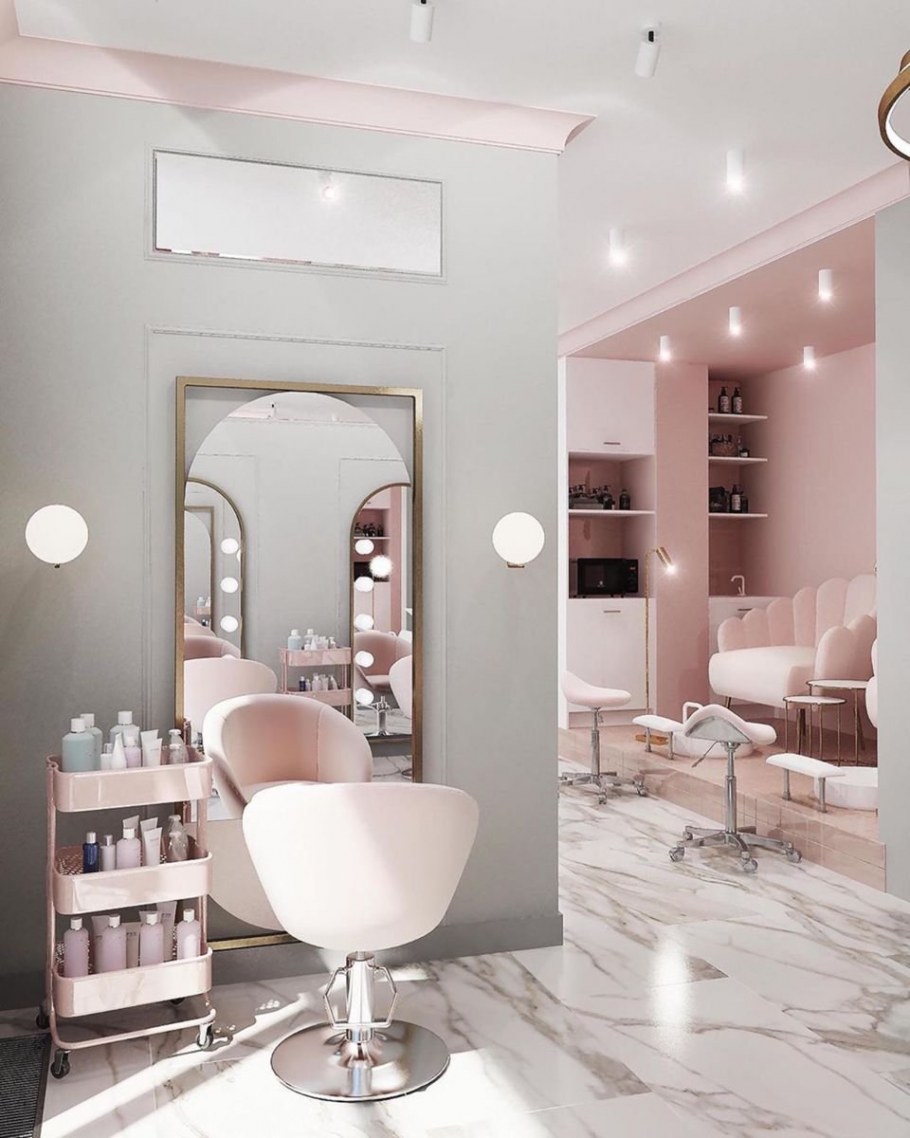 Интерьер салона красоты в светлых тонах