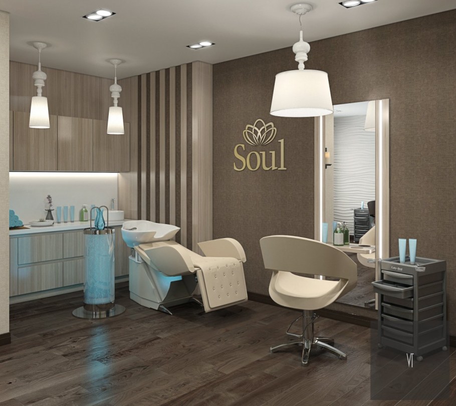 Интерьер салона красоты в белых тонах