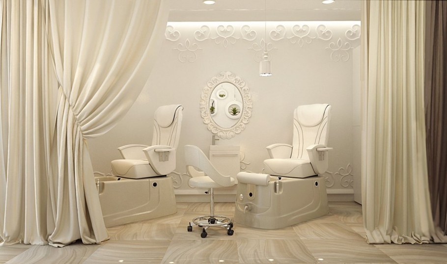 Интерьер салона красоты в светлых тонах
