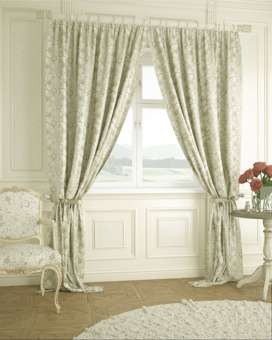 Тюль с вензелями в интерьере