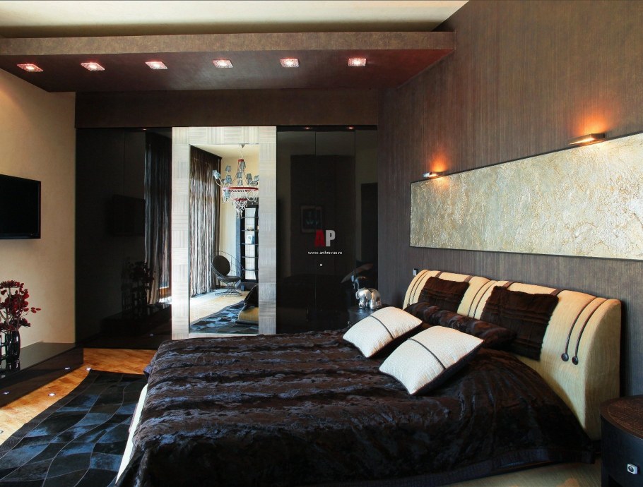 Черно белая спальня