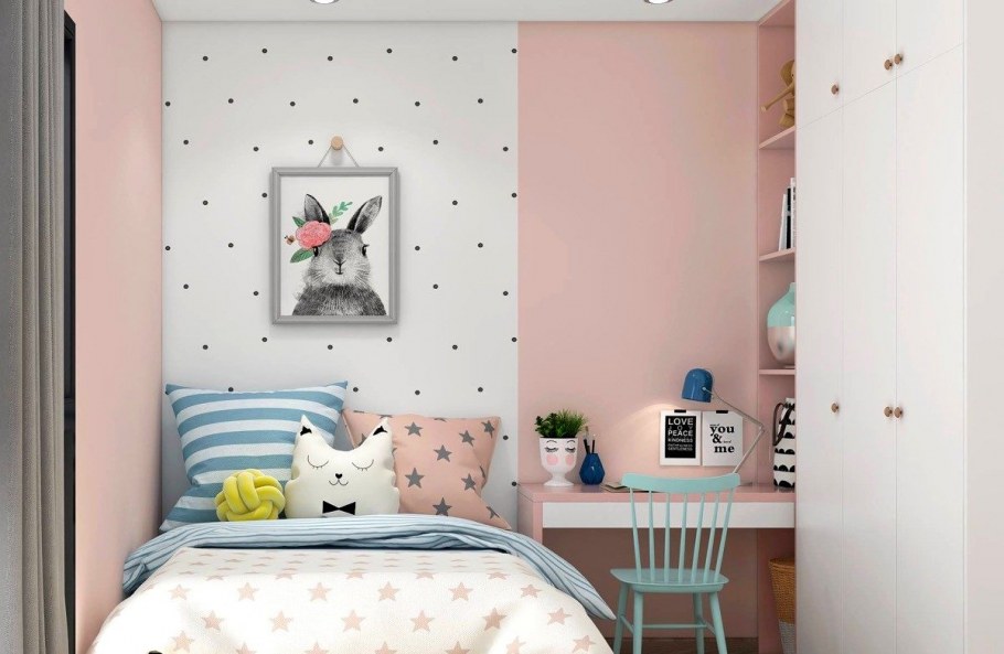 Комната для девочки в голубом цвете