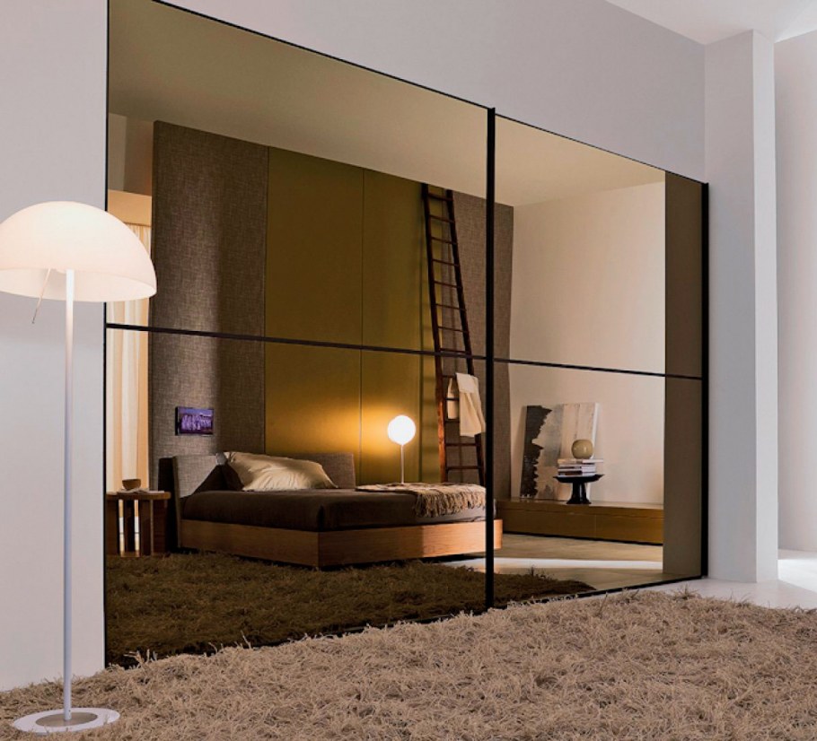 Шкаф купе лакобель и зеркало 4 двери