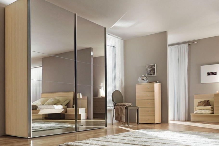 Шкаф купе зеркало графит без разделителей с навесной системой