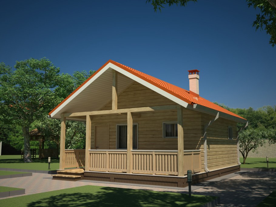 Проект бани с террасой под одной крышей 6на6