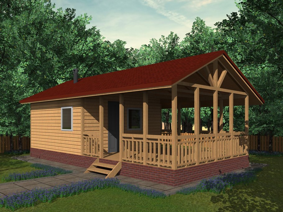 Баня с верандой под одной крышей 6на5