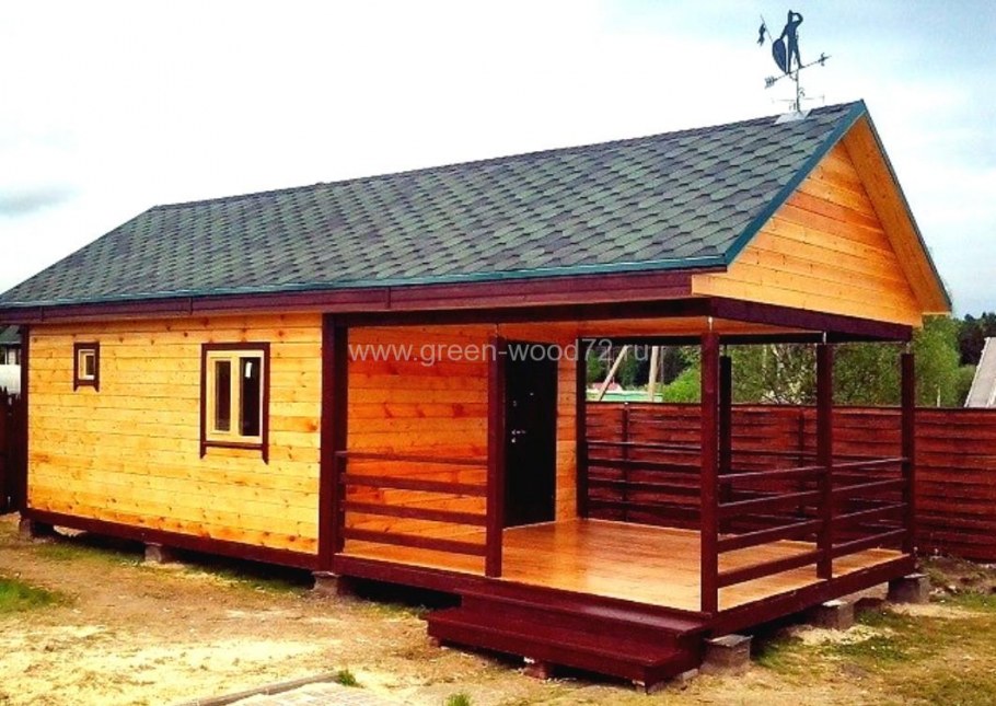 Баня с беседкой под одной двухскатной крышей