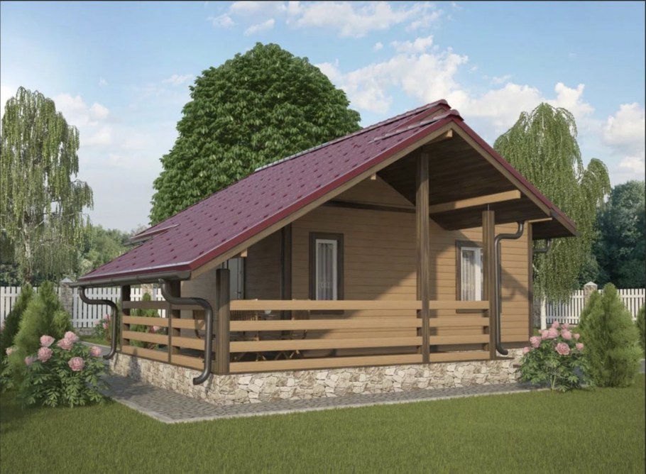 Баня из бруса 150х150 с беседкой