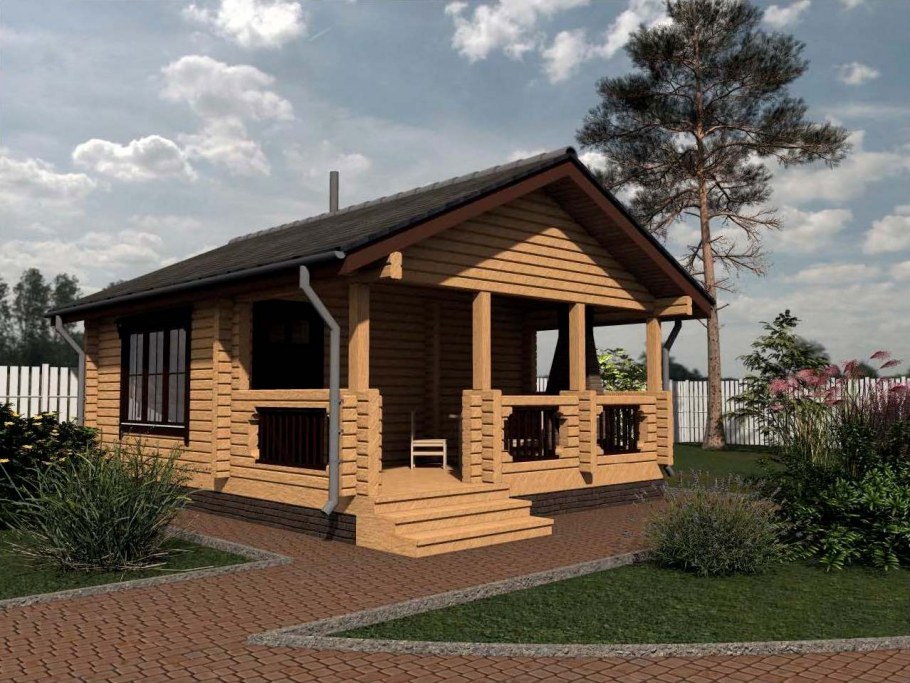 Баня с террасой и барбекюшницей