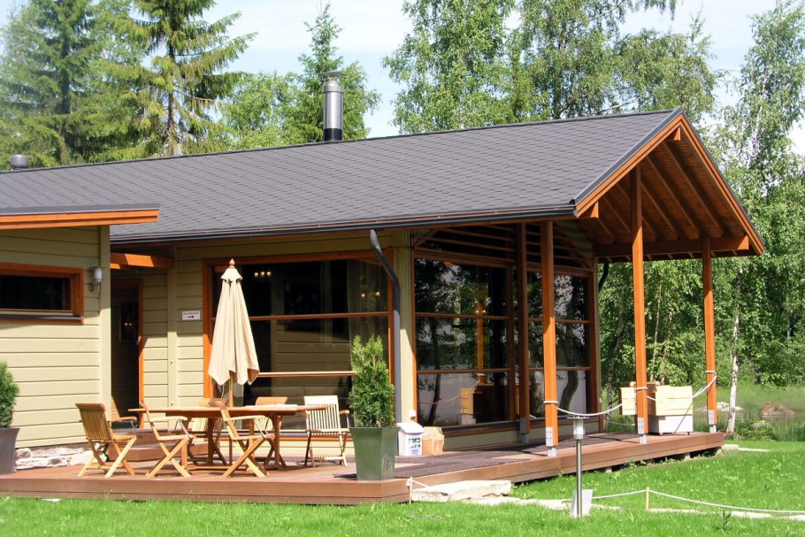 Баня с верандой под одной крышей 6на5