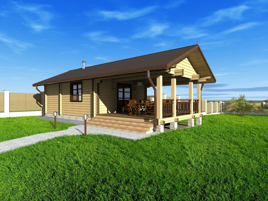 Баня с большой верандой