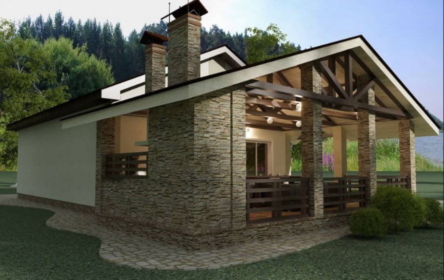 Баня с верандой под одной крышей 6на5