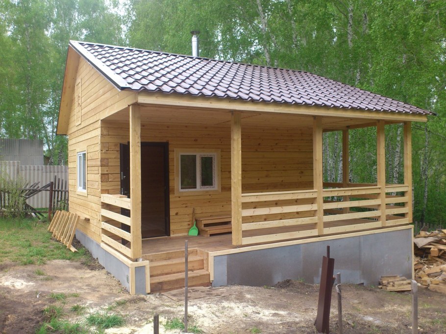 Баня 4х8 с верандой