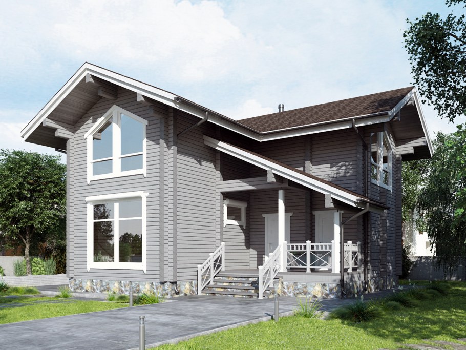 Серый дом из клееного бруса