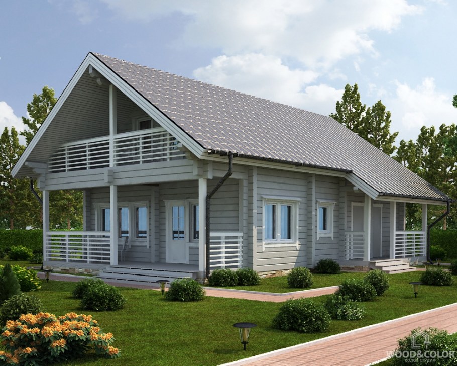 Фасад дома из клееного бруса