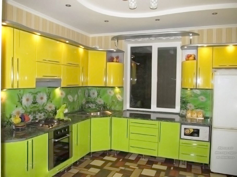 Желто зеленая кухня