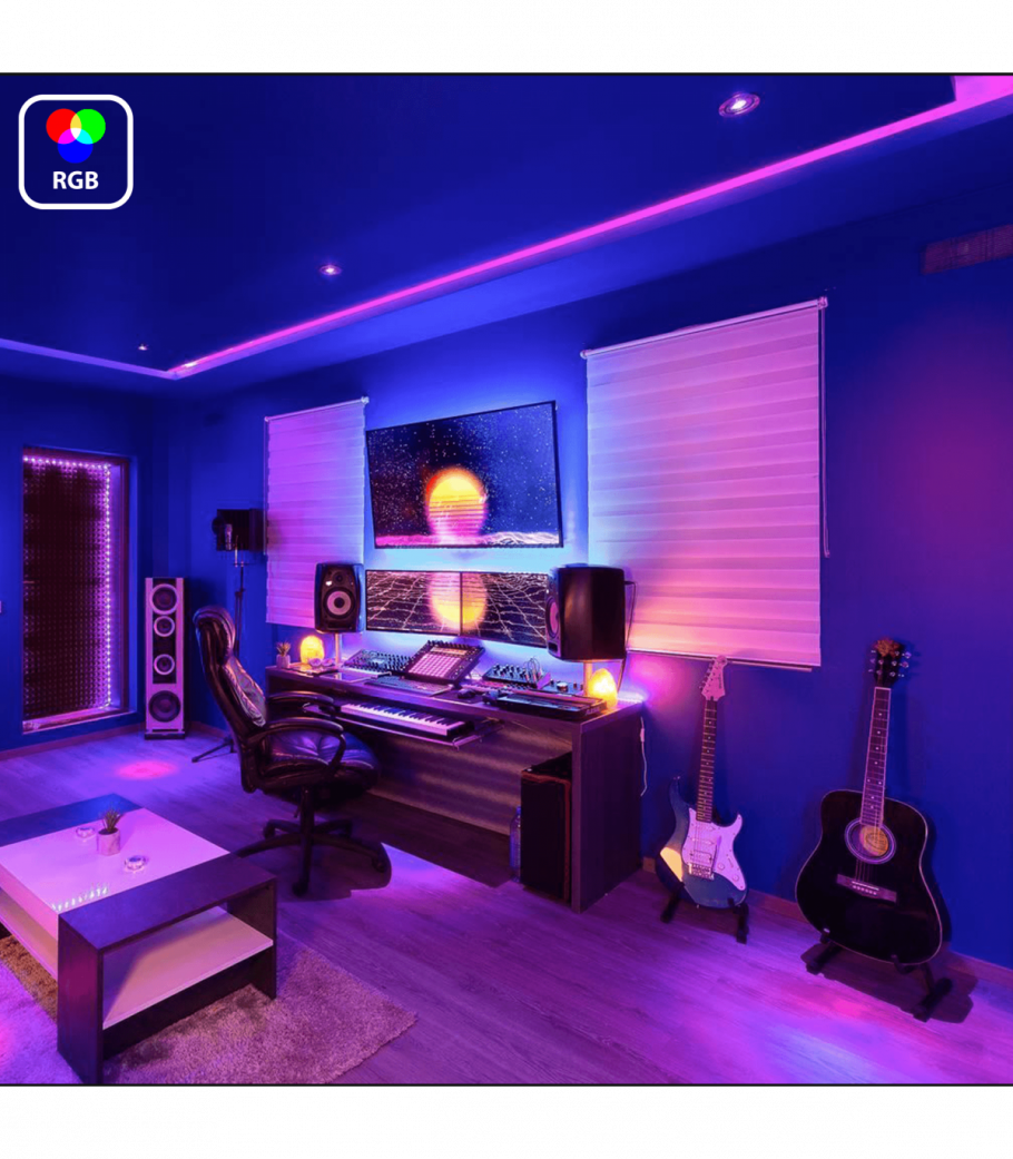 Фиолетовое освещение комнаты