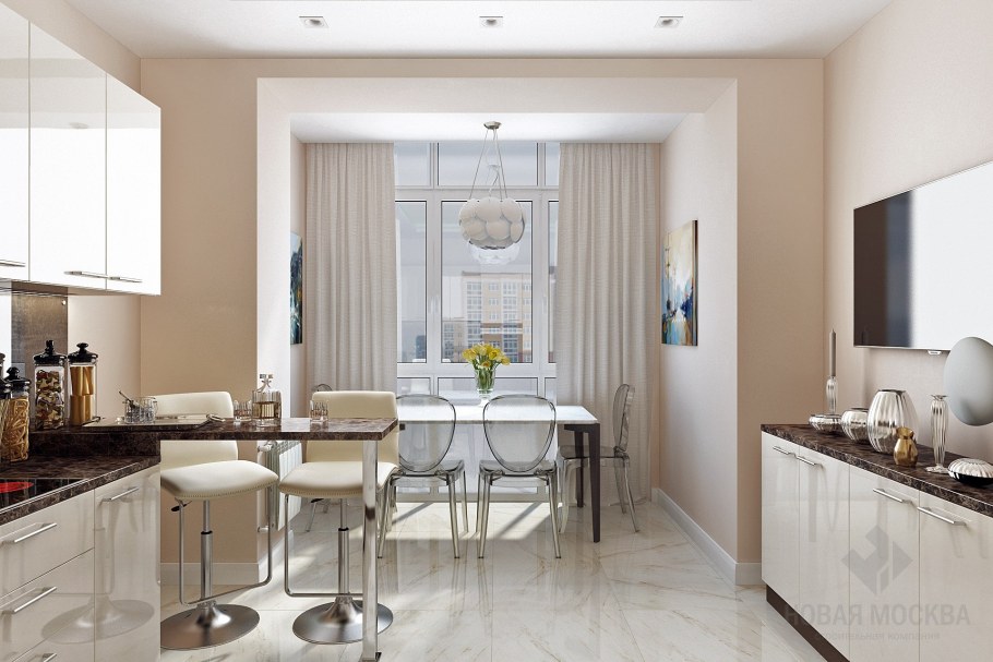 Кухня-гостиная 20 кв.м евродвушка