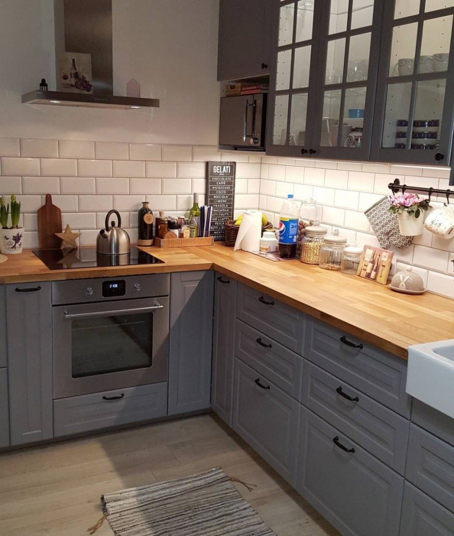 Кухня икеа серая с белым