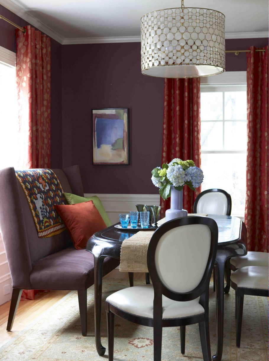 Сочетание бордового и зеленого в интерьере