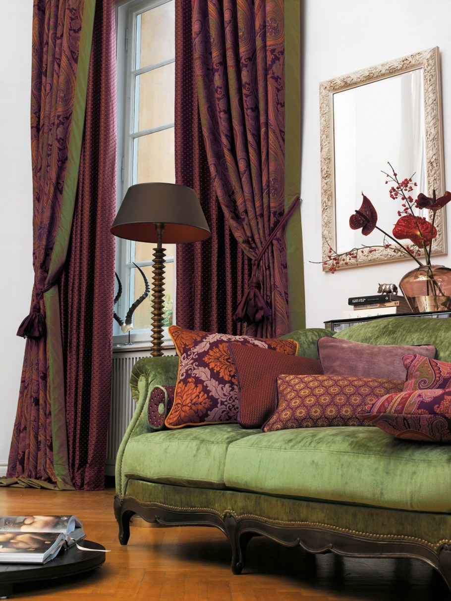 Сочетание голубого и красного в интерьере