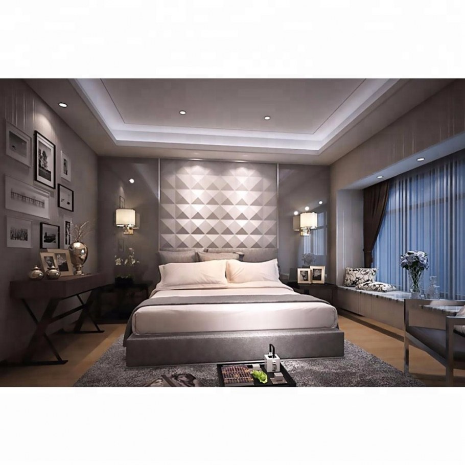 Гипсовые панели в интерьере спальни