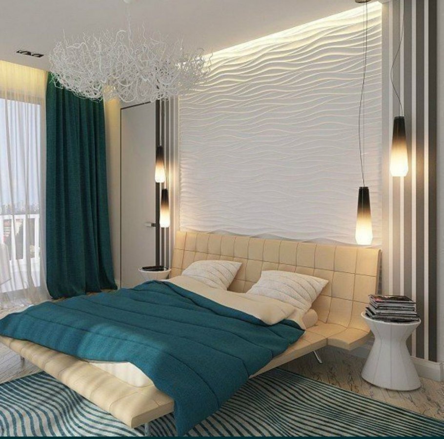 Гипсовые панели в спальне