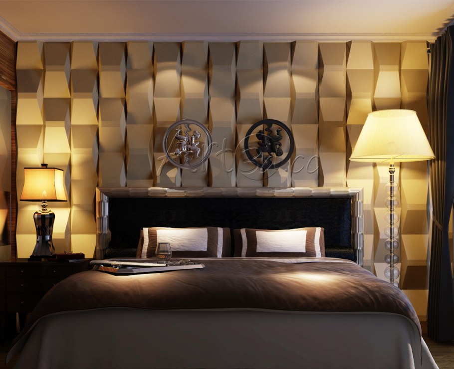 3d стеновые панели в спальне