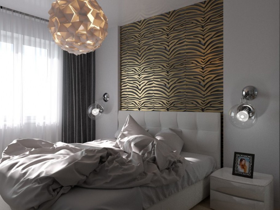 Гипсовые панели в спальне