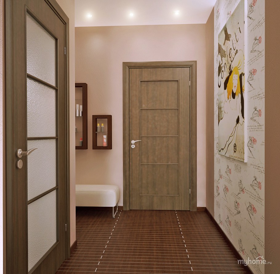 Коридор с дверями беленый дуб