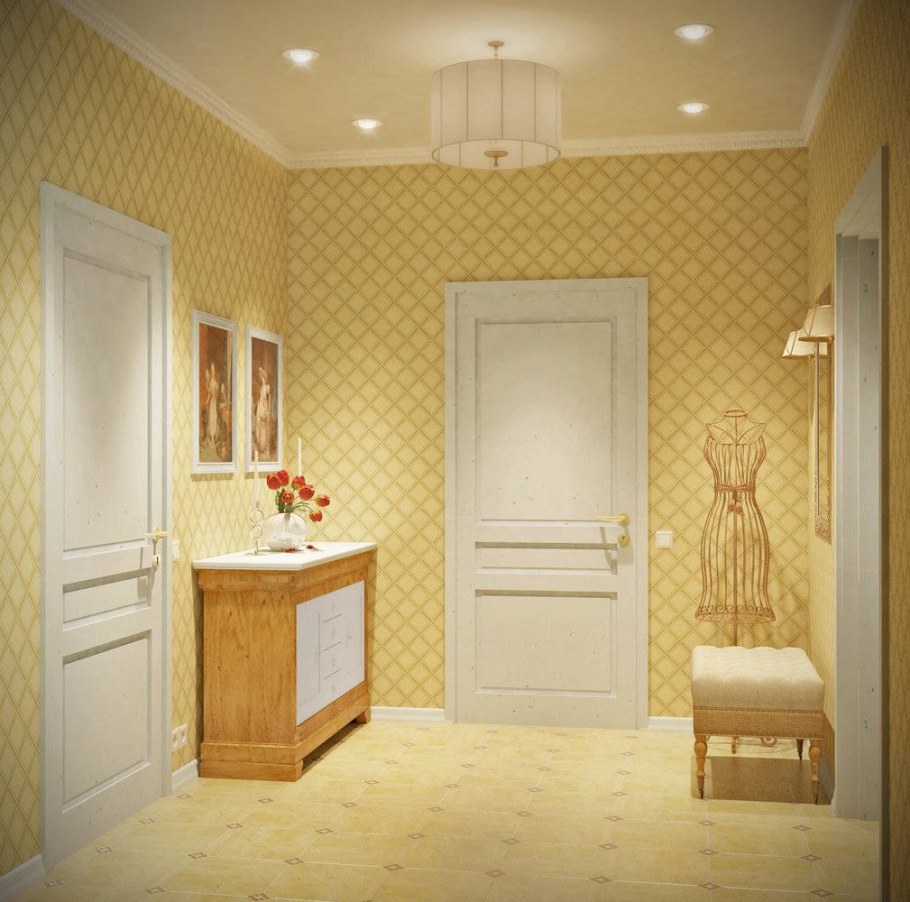 Желтые стены в коридоре