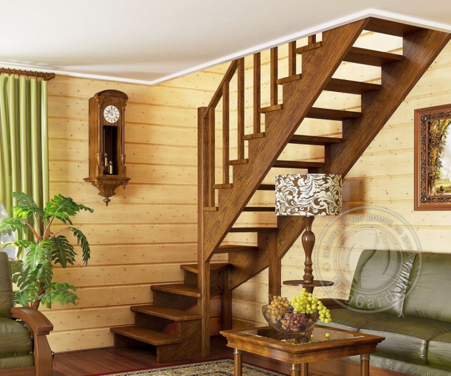 Лестница из сосны к-004м