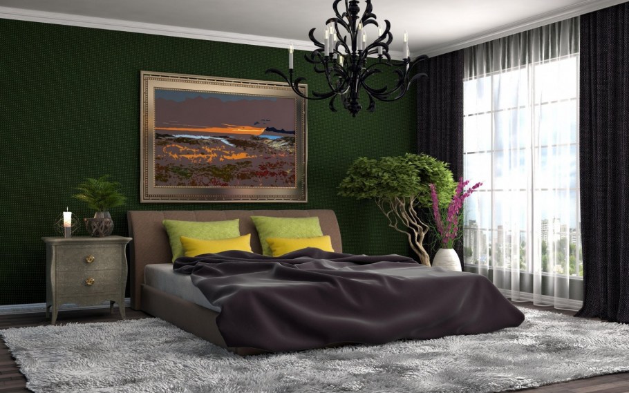 Сканди спальня зеленая