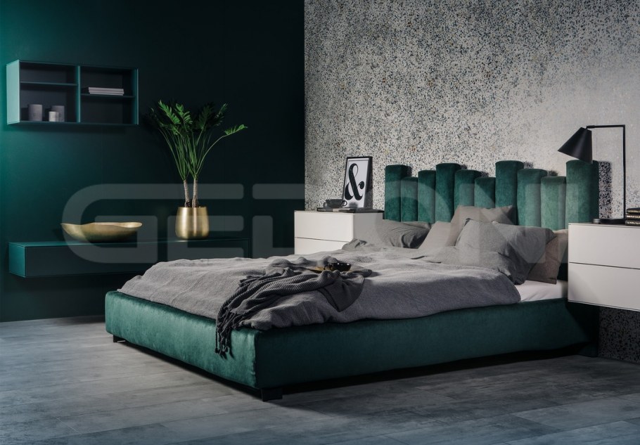 Спальня в современном стиле серо зеленая