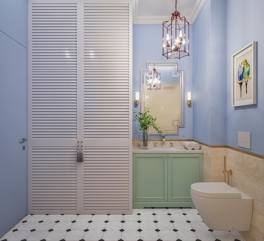 Тумба под телевизор с жалюзийными дверцами