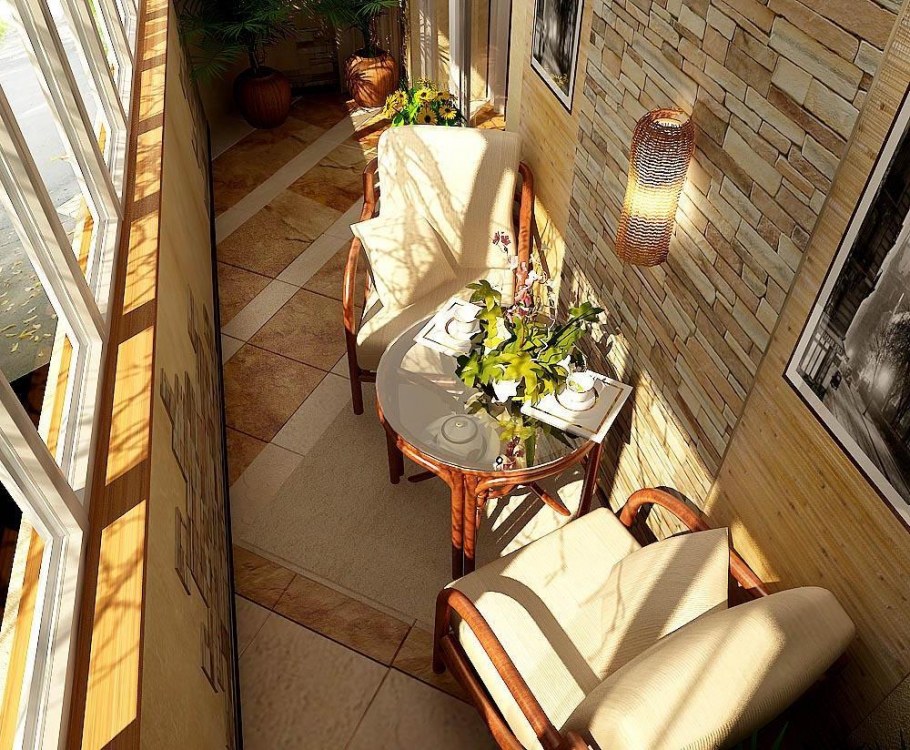 Интерьер балкона лоджии