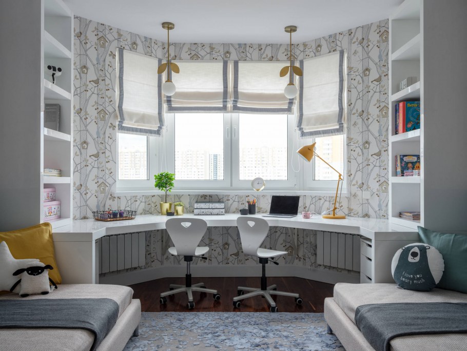 Комната с эркером для двоих детей