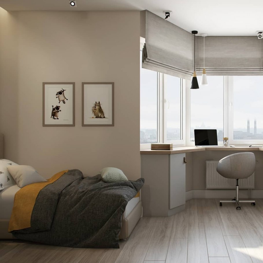 Интерьер детской комнаты с эркером